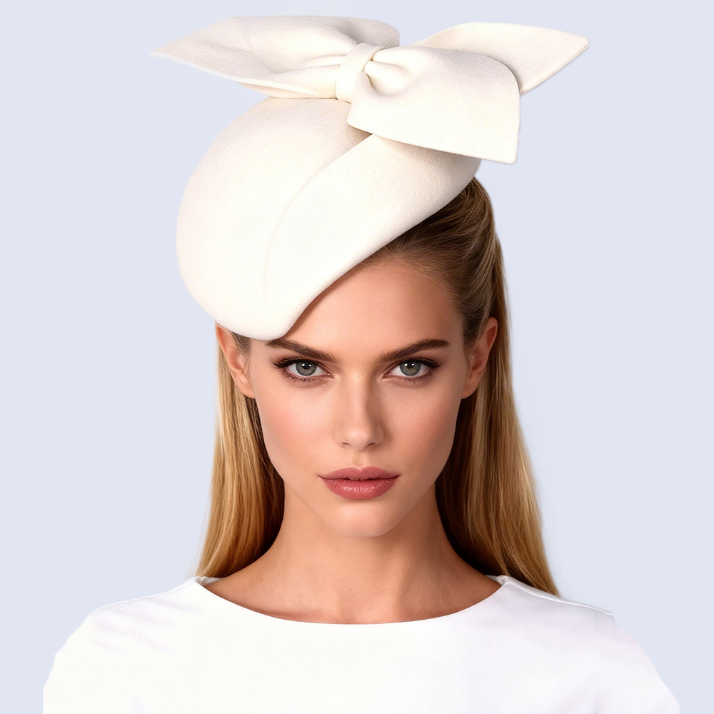 FS Black White Wool Fascinator - Beret French Wool ulasan dan harga