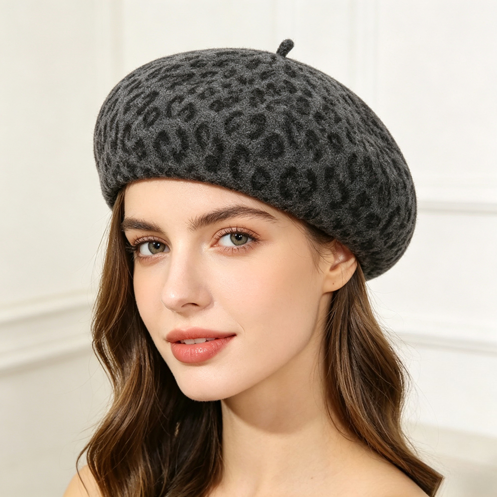 New Leopard Print Autumn Winte - Beret French Wool ulasan dan harga