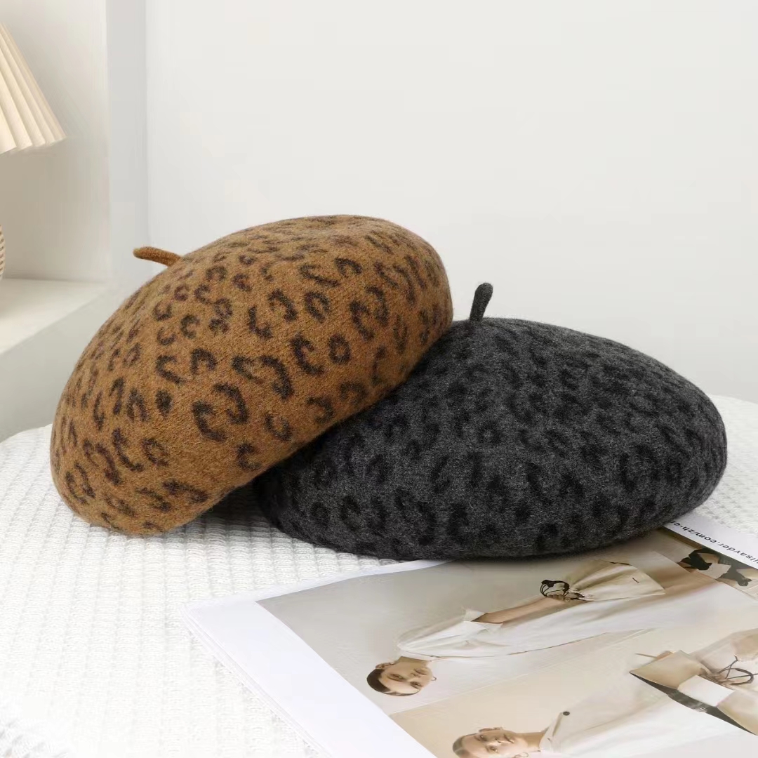 New Leopard Print Autumn Winte - Beret French Wool ulasan dan harga