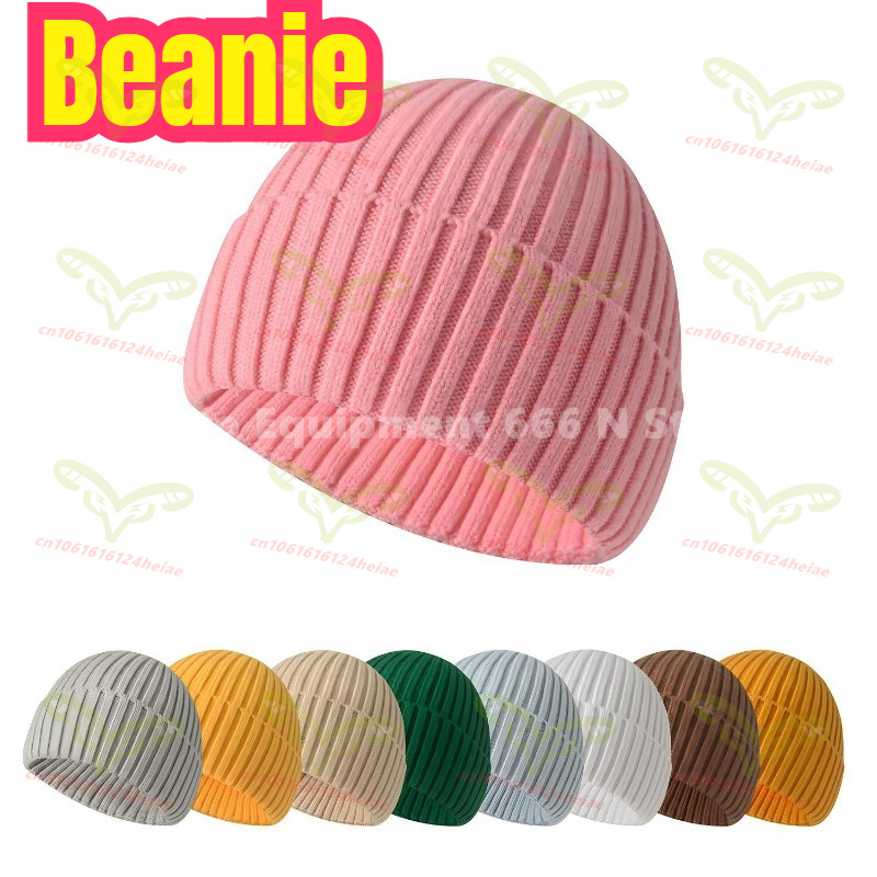 Autumn Winter Soft Knitted Bea - Beanie Cuffed Knit ulasan dan harga