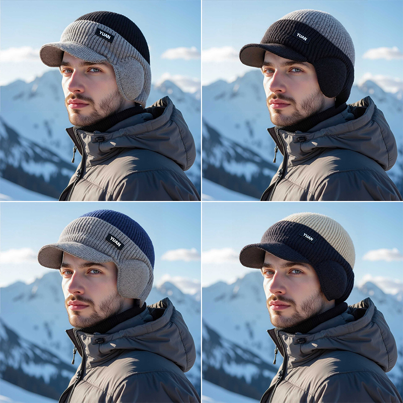 Dual-Tone Knit Baseball Cap- O - Trapper Hat Ear Flap ulasan dan harga